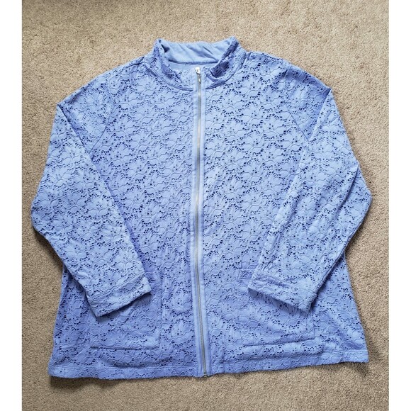 Denim & Co. Women's Lot Of 2 Lace Overlay Full Zip Jackets Purple/Blue Size 2X - Picture 3 of 15
